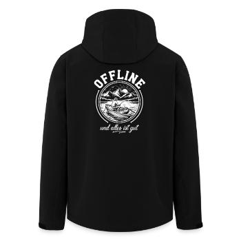 Offline und alles ist gut - Recycelte Männer Softshell-Jacke von Stanley/Stella - Schwarz - Hinten - AI Model Male 185 light (185cm)