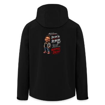 Lustiger Männerspruch – Ich bin so. Ich bleib so. - Recycelte Männer Softshell-Jacke von Stanley/Stella - Schwarz - Hinten - AI Model Male 185 light (185cm)