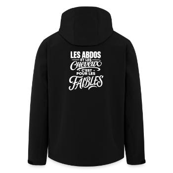 T-shirt humour chauve et gras - Veste softshell homme en polyester recyclé Stanley/Stella - noir - Dos - AI Model Male 185 light (185cm)
