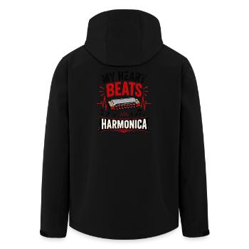  Instrument Harmonika Musik Herzschlag - Recycelte Männer Softshell-Jacke von Stanley/Stella - Schwarz - Hinten - AI Model Male 185 light (185cm)