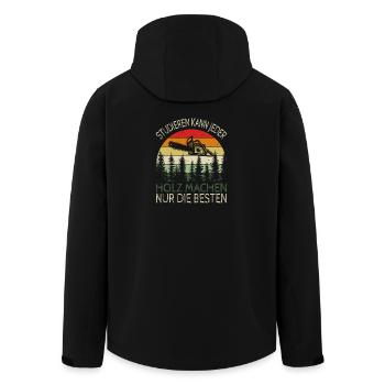 Studieren kann jeder - Recycelte Männer Softshell-Jacke von Stanley/Stella - Schwarz - Hinten - AI Model Male 185 light (185cm)
