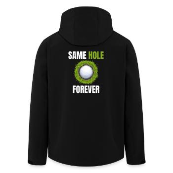 Bachelor Party Hole - Men’s Recycled Softshell Jacket by Stanley/Stella - black - Back - AI Model Male 185 light (185cm)