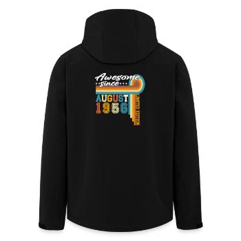 Cadeau d’anniversaire rétro vintage d’août 1956 - Veste softshell homme en polyester recyclé Stanley/Stella - noir - Dos - AI Model Male 185 light (185cm)