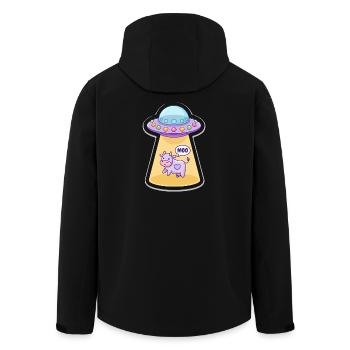 MOO Vache extraterrestre drôle dans un dessin animé UFO Light Beam - Veste softshell homme en polyester recyclé Stanley/Stella - noir - Dos - AI Model Male 185 light (185cm)