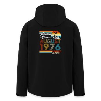 Cadeau d’anniversaire rétro vintage d’août 1976 - Veste softshell homme en polyester recyclé Stanley/Stella - noir - Dos - AI Model Male 185 light (185cm)