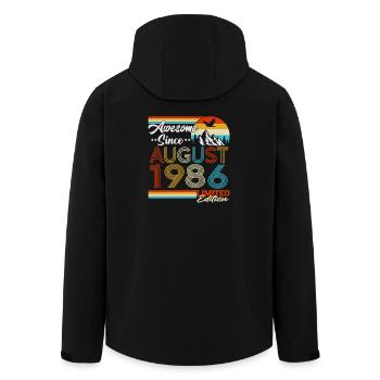 August 1986 Vintage Geburtstag Geschenk Retro - Recycelte Männer Softshell-Jacke von Stanley/Stella - Schwarz - Hinten - AI Model Male 185 light (185cm)