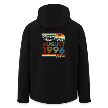 August 1996 Vintage Retro Birthday Gift - Men’s Recycled Softshell Jacket by Stanley/Stella - black - Back - AI Model Male 185 light (185cm)