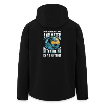 Dans la danse entre le vent et l’eau, le kitesurf est - Veste softshell homme en polyester recyclé Stanley/Stella - noir - Dos - AI Model Male 185 light (185cm)