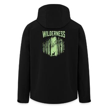Wandern – Outdoor-Abenteuer – Wildnis - Recycelte Männer Softshell-Jacke von Stanley/Stella - Schwarz - Hinten - AI Model Male 185 light (185cm)