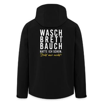 Waschbrettbauch hatte ich schon. Steht mir nicht!! - Recycelte Männer Softshell-Jacke von Stanley/Stella - Schwarz - Hinten - AI Model Male 185 light (185cm)