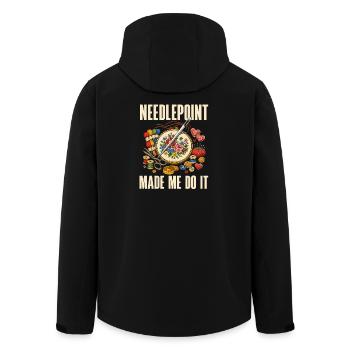Funny needlepoint craft hobby - Men’s Recycled Softshell Jacket by Stanley/Stella - black - Back - AI Model Male 185 light (185cm)