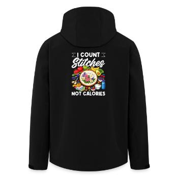 Funny needlepoint craft hobby - Men’s Recycled Softshell Jacket by Stanley/Stella - black - Back - AI Model Male 185 light (185cm)