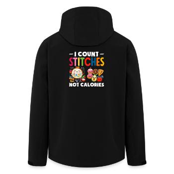 Funny needlepoint craft hobby - Men’s Recycled Softshell Jacket by Stanley/Stella - black - Back - AI Model Male 185 light (185cm)