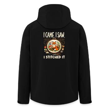 Funny needlepoint craft hobby - Men’s Recycled Softshell Jacket by Stanley/Stella - black - Back - AI Model Male 185 light (185cm)