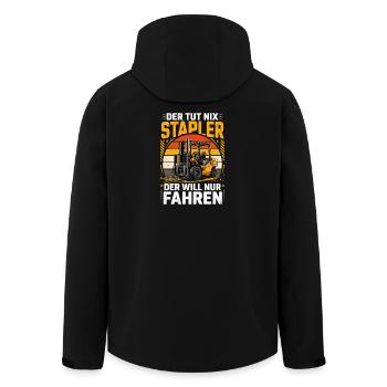  Der Tut Nix Stapler Der Will Nur Fahren - Recycelte Männer Softshell-Jacke von Stanley/Stella - Schwarz - Hinten - AI Model Male 185 light (185cm)