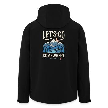 Hiking - Outdoor Adventure - Let's Go Somewhere - Men’s Recycled Softshell Jacket by Stanley/Stella - black - Back - AI Model Male 185 light (185cm)