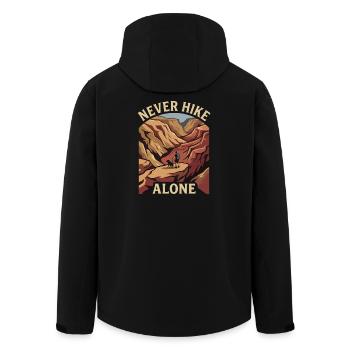 Mountains - Never Hike Alone - Men’s Recycled Softshell Jacket by Stanley/Stella - black - Back - AI Model Male 185 light (185cm)