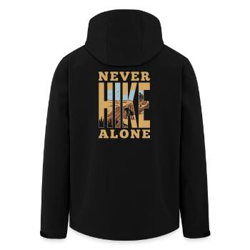 Mountains - Never Hike Alone - Men’s Recycled Softshell Jacket by Stanley/Stella - black - Back - AI Model Male 185 light (185cm)