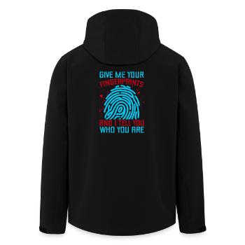 Forensic Science Major Fingerprints & I Tell You - Men’s Recycled Softshell Jacket by Stanley/Stella - black - Back - AI Model Male 185 light (185cm)