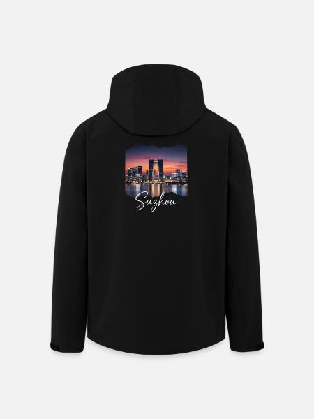 Suzhou Skyline Abendrot Script - Recycelte Männer Softshell-Jacke von Stanley/Stella - Schwarz