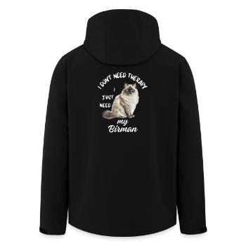 Birman Cat Therapy - Men’s Recycled Softshell Jacket by Stanley/Stella - black - Back - AI Model Male 185 light (185cm)