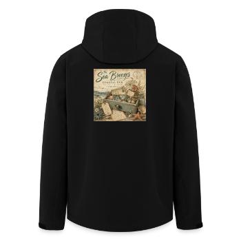 The Sea Breezes Coastal Inn Vintage Poster Decoration - Men’s Recycled Softshell Jacket by Stanley/Stella - black - Back - AI Model Male 185 light (185cm)