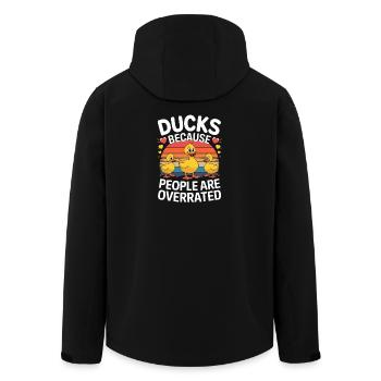 Ducks Because People Are Overrated Funny Ducks - Men’s Recycled Softshell Jacket by Stanley/Stella - black - Back - AI Model Male 185 light (185cm)
