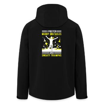 Runn Country Runner and XC Coach - Unique Cross - Men’s Recycled Softshell Jacket by Stanley/Stella - black - Back - AI Model Male 185 light (185cm)