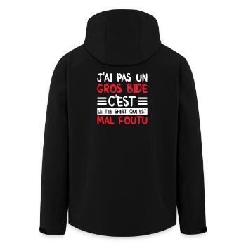 J'ai Pas Un Gros Bide, Tee Shirt Humour Drôle  - Veste softshell homme en polyester recyclé Stanley/Stella - noir - Dos - AI Model Male 185 light (185cm)