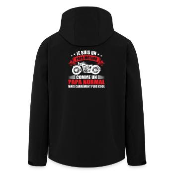 Papa Motard, Tee Shirt Humour Moto Homme Cadeau - Veste softshell homme en polyester recyclé Stanley/Stella - noir - Dos - AI Model Male 185 light (185cm)