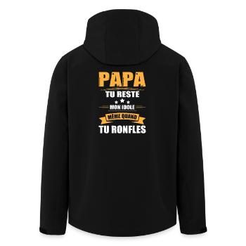 Papa Ronfleur, Tee Shirt Humour Cadeau Papa Drôle - Veste softshell homme en polyester recyclé Stanley/Stella - noir - Dos - AI Model Male 185 light (185cm)