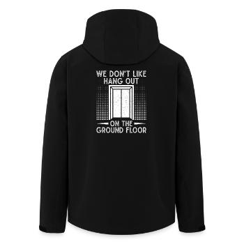 Funny Elevator Mechanic We Don ́t Like Hang Out - Men’s Recycled Softshell Jacket by Stanley/Stella - black - Back - AI Model Male 185 light (185cm)