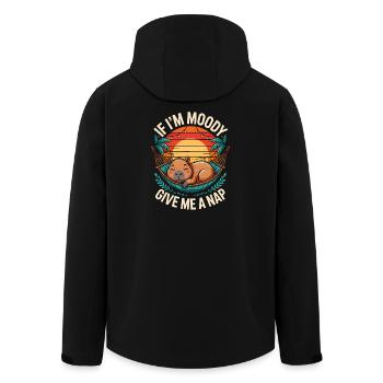 If Im Moody Give Me A Nap Funny Capybara - Men’s Recycled Softshell Jacket by Stanley/Stella - black - Back - AI Model Male 185 light (185cm)