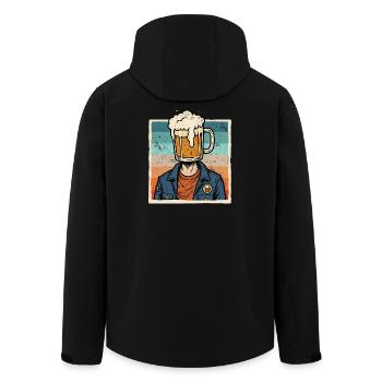 Vintage Beer, Beer Lover, Beer Drinking Head, - Men’s Recycled Softshell Jacket by Stanley/Stella - black - Back - AI Model Male 185 light (185cm)