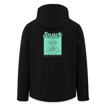UFO Pizza Snack - Men’s Recycled Softshell Jacket by Stanley/Stella - black - Back - AI Model Male 185 light (185cm)