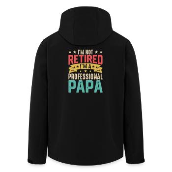 Professional Papa Retro Vintage - Men’s Recycled Softshell Jacket by Stanley/Stella - black - Back - AI Model Male 185 light (185cm)