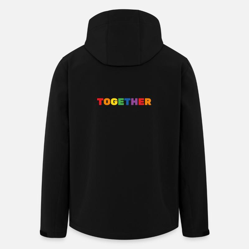 ENSEMBLE Lettrage arc-en-ciel LGBTQ+ - Veste softshell homme en polyester recyclé Stanley/Stella - noir
