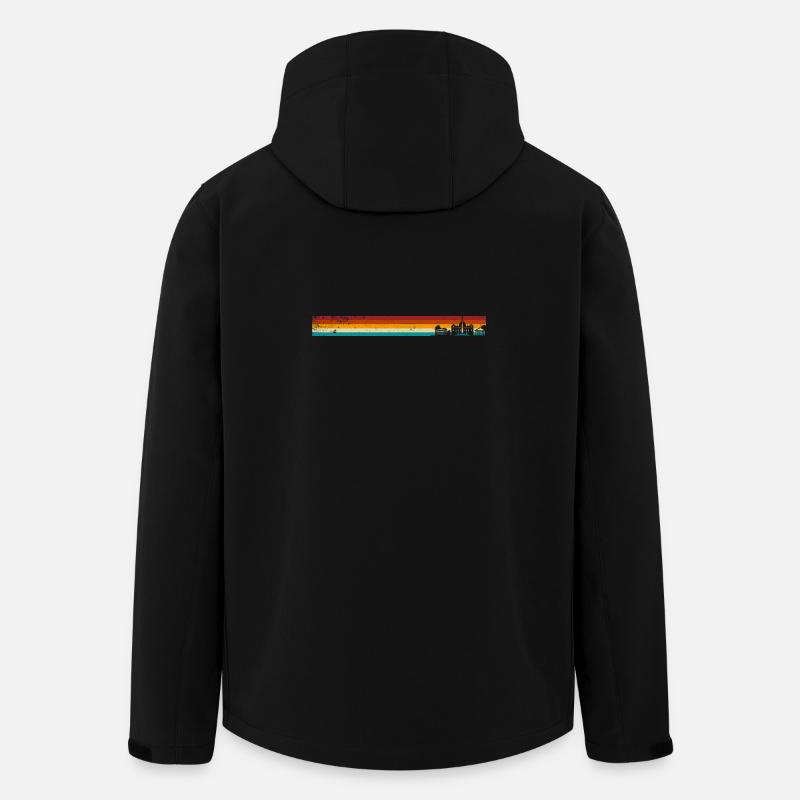 Retro Sunset Pier Stripes - Men’s Recycled Softshell Jacket by Stanley/Stella - black