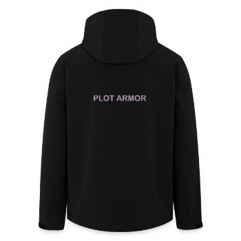 Lustige Sprüche über Plot Armor im Kino - Recycelte Männer Softshell-Jacke von Stanley/Stella - Schwarz - Hinten - AI Model Male 185 light (185cm)