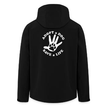 Adopting a dog saves a life - Men’s Recycled Softshell Jacket by Stanley/Stella - black - Back - AI Model Male 185 light (185cm)