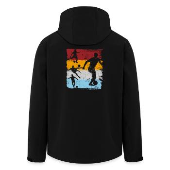 Farbblock-Fußball-Silhouetten - Recycelte Männer Softshell-Jacke von Stanley/Stella - Schwarz - Hinten - AI Model Male 185 light (185cm)
