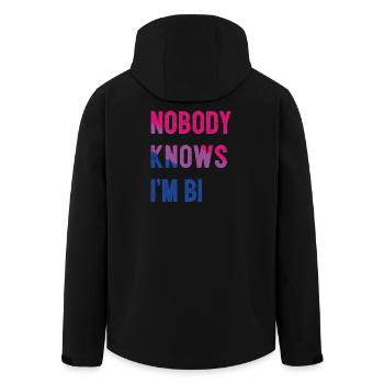 Mois de la fierté LGBT - Personne ne sait que je suis bi - Veste softshell homme en polyester recyclé Stanley/Stella - noir - Dos - AI Model Male 185 light (185cm)
