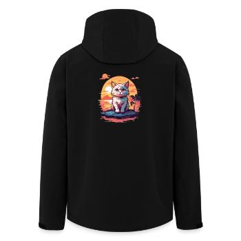 Mignon petit chat au bord de la mer - Veste softshell homme en polyester recyclé Stanley/Stella - noir - Dos - AI Model Male 185 light (185cm)
