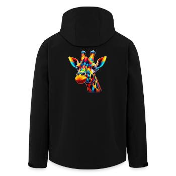 Girafe colorée et peinte comme Arlequin - Veste softshell homme en polyester recyclé Stanley/Stella - noir - Dos - AI Model Male 185 light (185cm)
