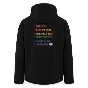 Mois de la fierté LGBT - Je te vois, je t’accepte, j’aime - Veste softshell homme en polyester recyclé Stanley/Stella - noir - Dos - AI Model Male 185 light (185cm)