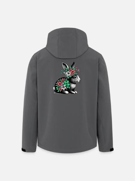 Rabbit with Flowers - Men’s Recycled Softshell Jacket by Stanley/Stella - black