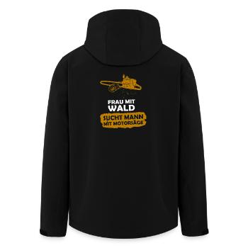 Frau mit Wald, sucht Mann mit Motorsäge - Recycelte Männer Softshell-Jacke von Stanley/Stella - Schwarz - Hinten - AI Model Male 185 light (185cm)