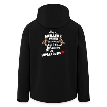 Cousin quotes super cousin very fun - Men’s Recycled Softshell Jacket by Stanley/Stella - black - Back - AI Model Male 185 light (185cm)