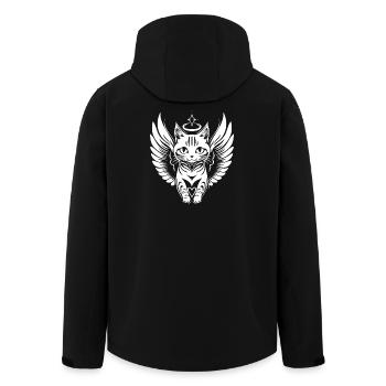White Angel Cat with Wings - Men’s Recycled Softshell Jacket by Stanley/Stella - black - Back - AI Model Male 185 light (185cm)