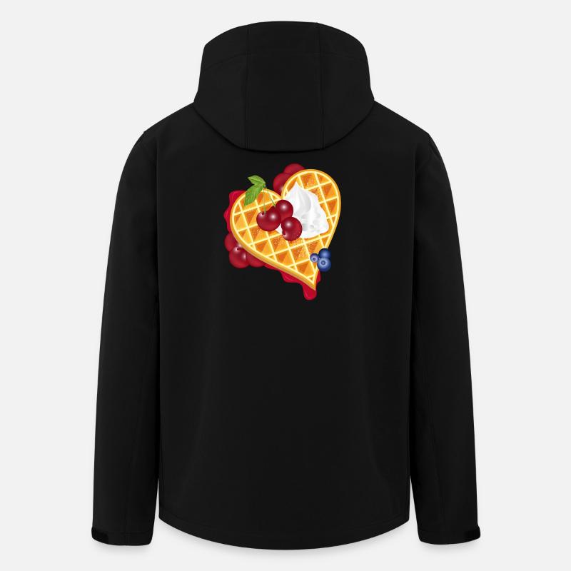 Goldene Herzwaffel Illustration mit Kirschen - Recycelte Männer Softshell-Jacke von Stanley/Stella - Schwarz